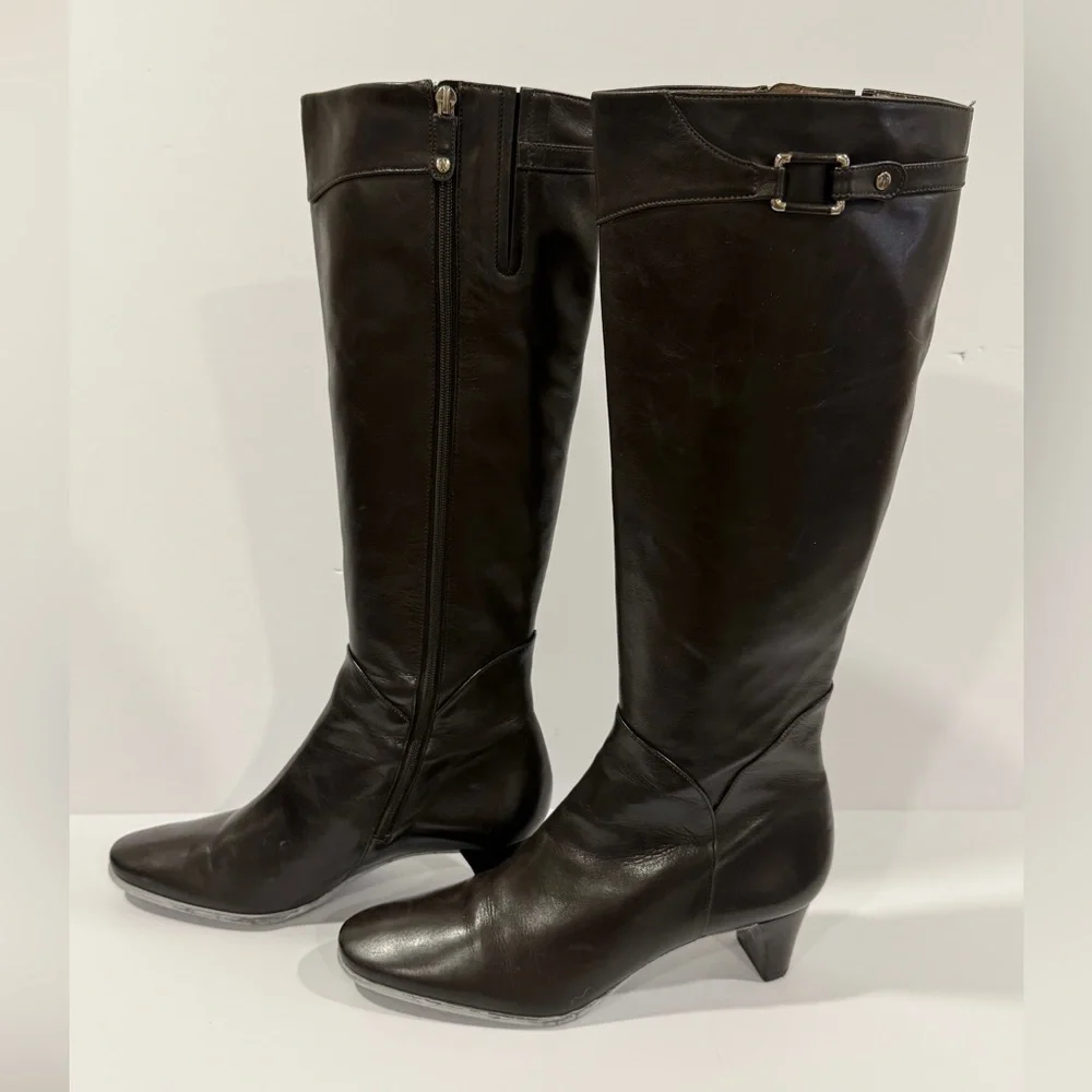 Cole Haan dark brown espresso Leather Knee-High Boots Women’s 7 B Made in Brazil